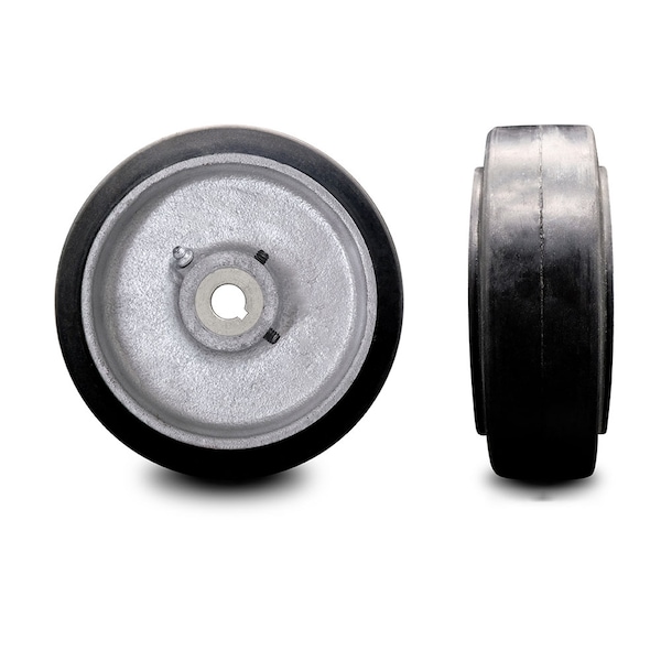 6" x 3" Rubber Tread on Cast Iron Keyed Drive Wheel - 28mm Bore -